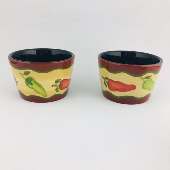 THE MAIN INGREDIENTS Southwestern Chili Peppers Stoneware Soup Salad Bowl Set 4 - Picture 2 of 13